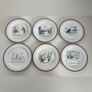 Restoration Hardware X The New Yorker Wine Themed Cartoon Cocktail Plates x 6